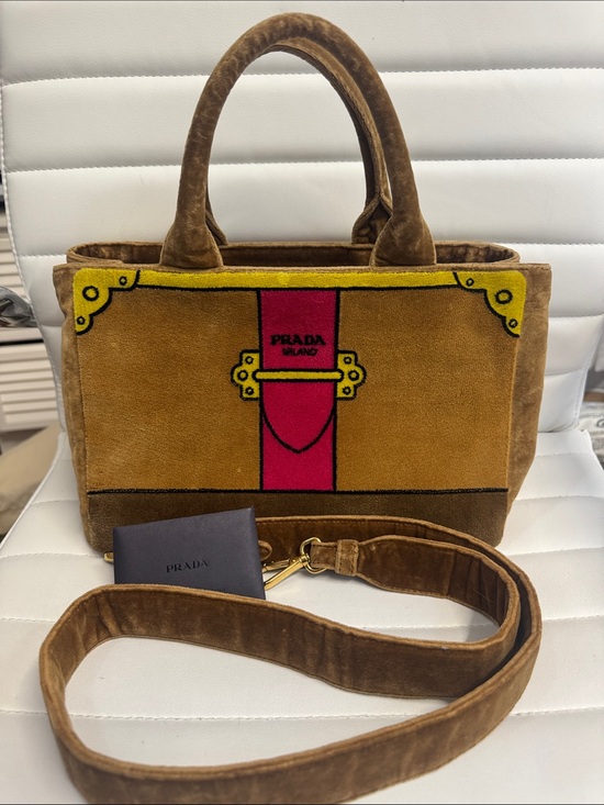 Prada Handbags - Prada Cahier brown velvet handbag
